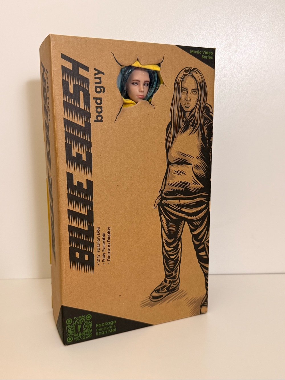 Billie Eilish "bad guy" Collectible Doll Box - Brown with Yellow Accent